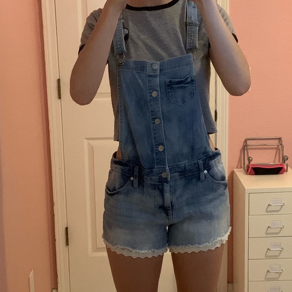 Mossimo Denim Overalls with Lace Detail